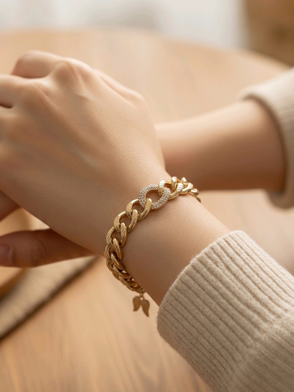 Victoria's Secret Gold Tone Pave Crystal Link Toggle Clasp Bracelet